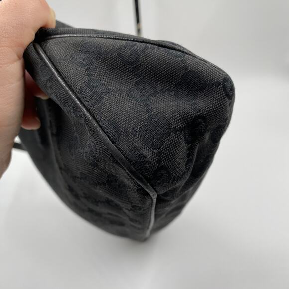 Gucci GG Monogram Eclipse Tote Bag Cloth Canvas Leather Trim Black Y2K Purse - Picture 14 of 16